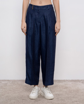 Peserico Blue linen pants P0403502603