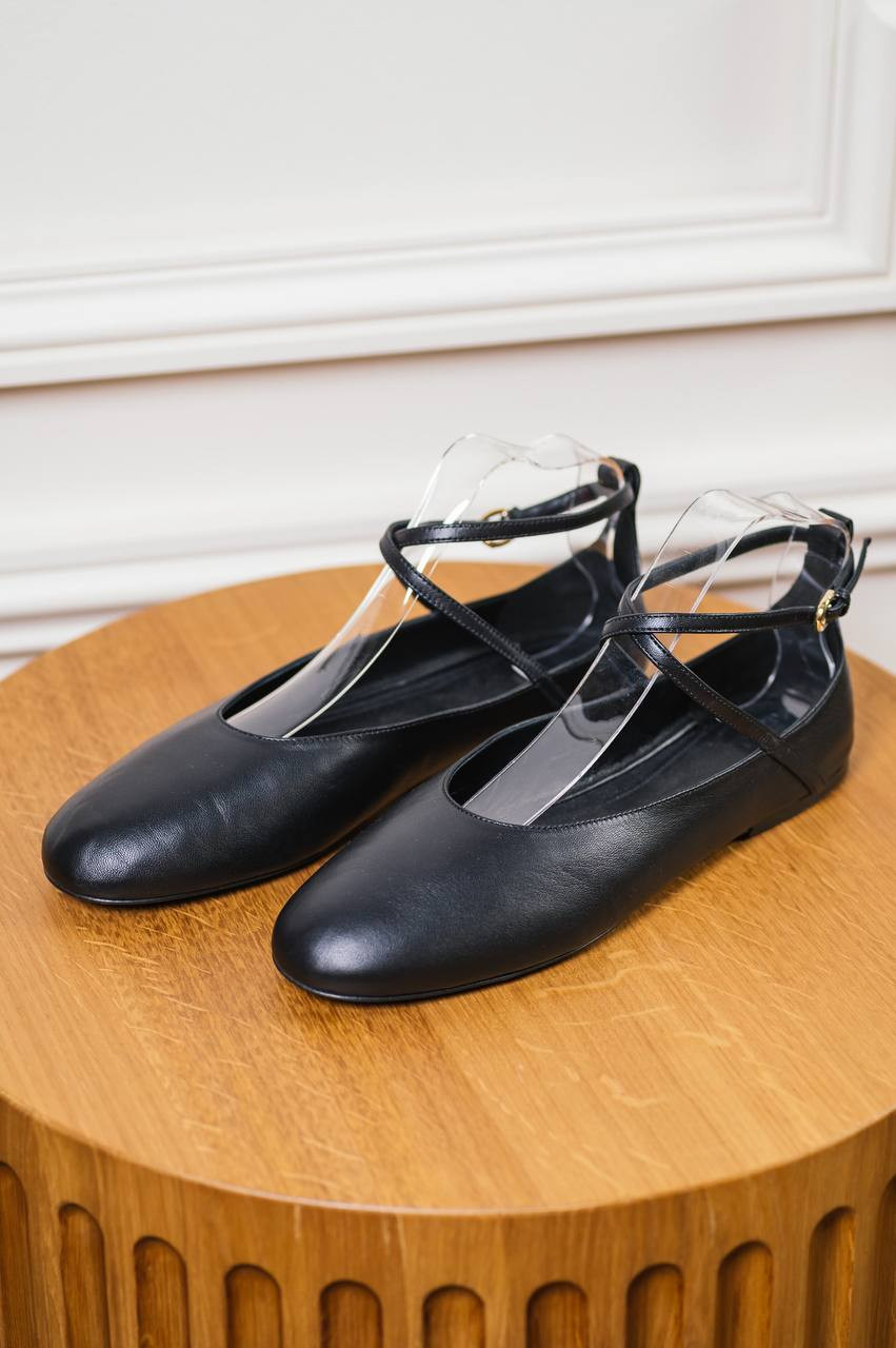 Ballerina black leather ballet shoes CO 6