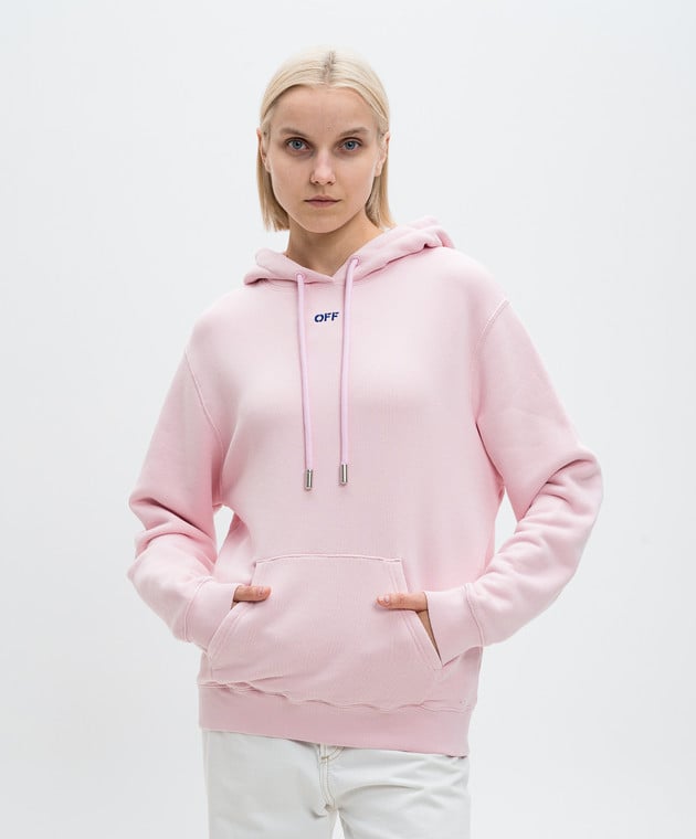 Pink and white off white hoodie best sale