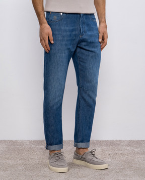 Brunello Cucinelli Blue jeans with linen M239PX1290