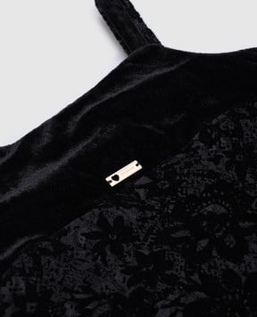 Twinset Children's black jumpsuit with velvet pattern GA72LA610