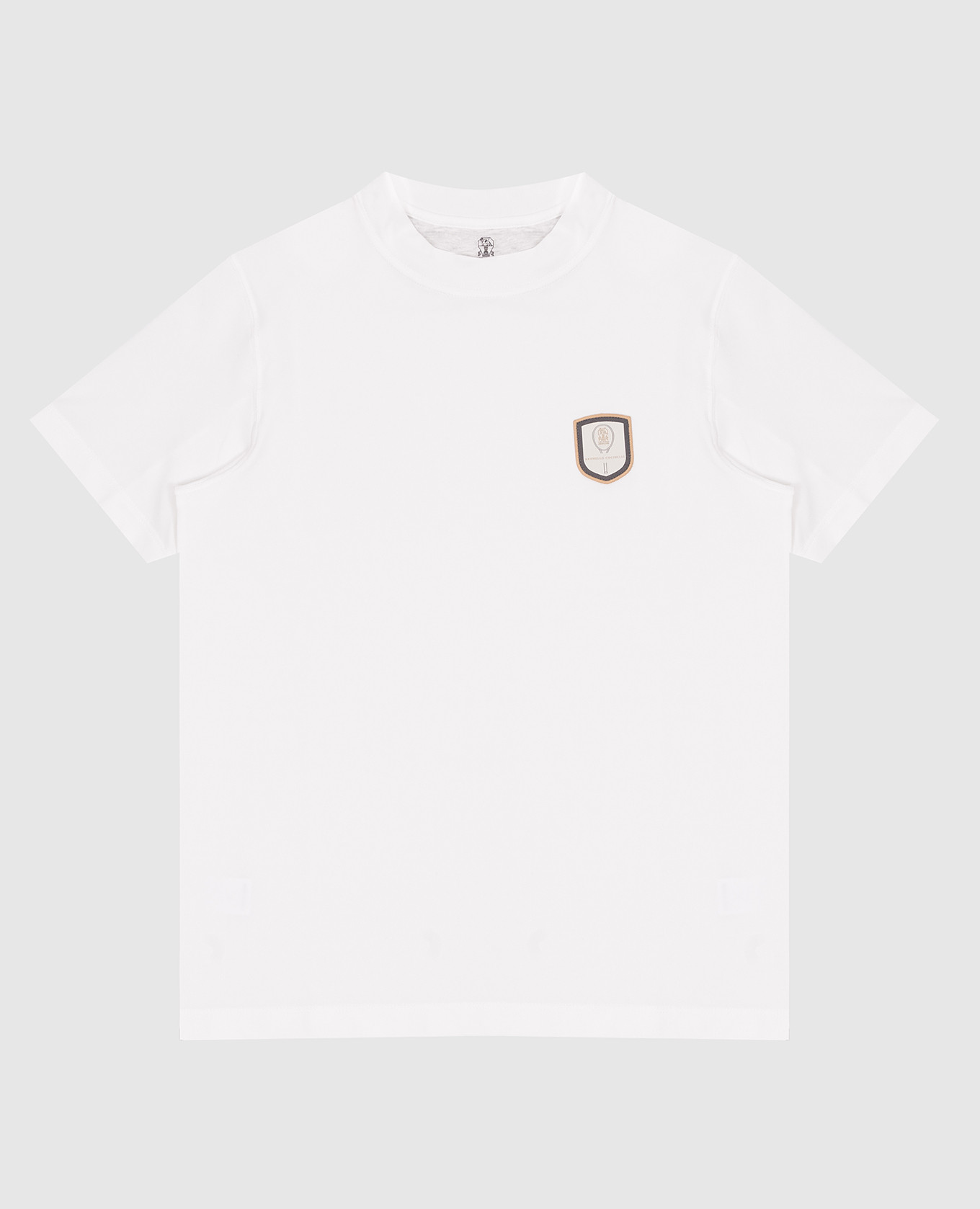 Children's white t-shirt with tennis logo patch brunello cucinelli