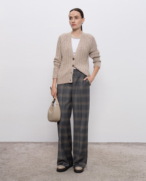 Peserico Gray wool checked pants A0456904457