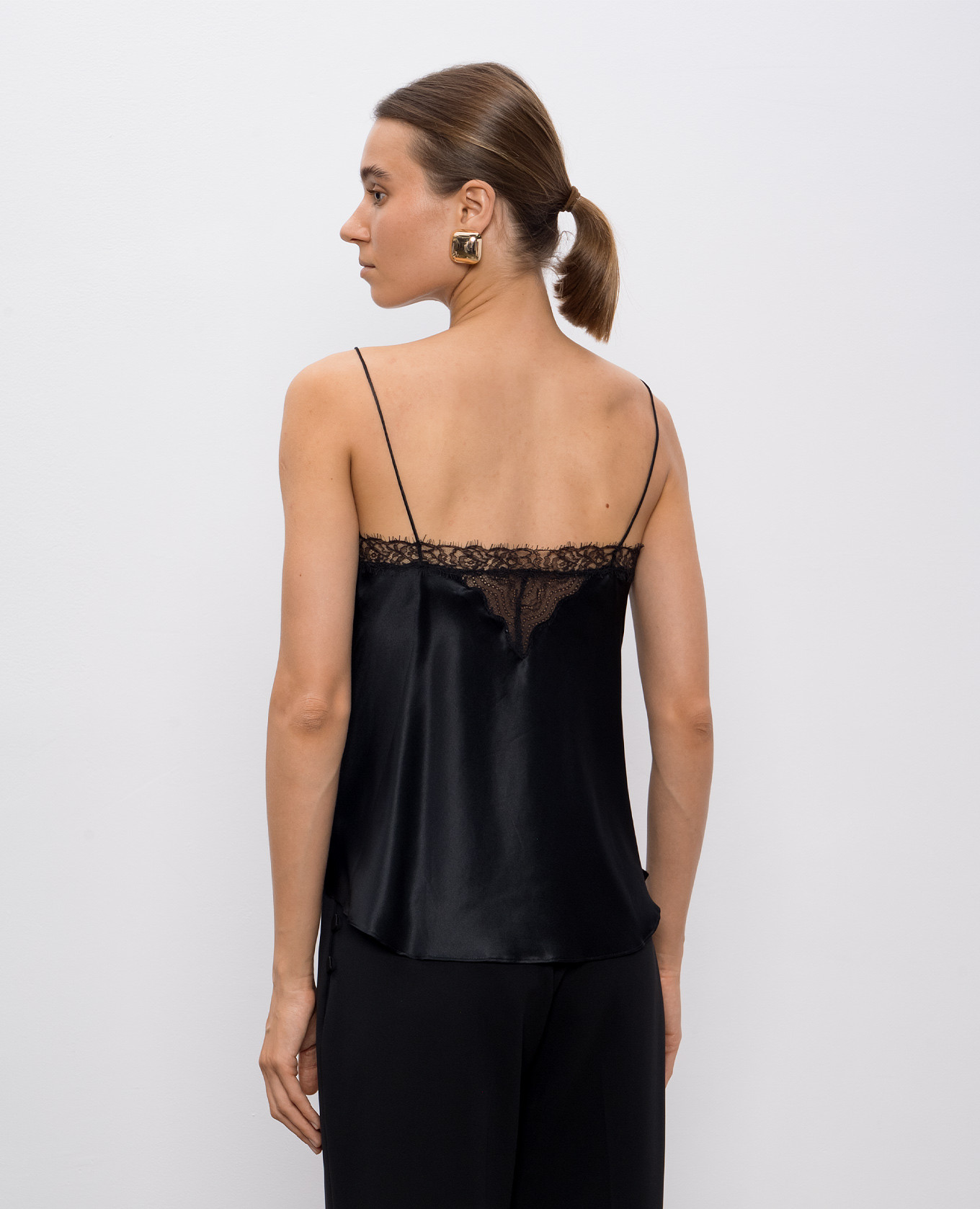 

Erika Cami Top in Black Silk with Lace Simkhai