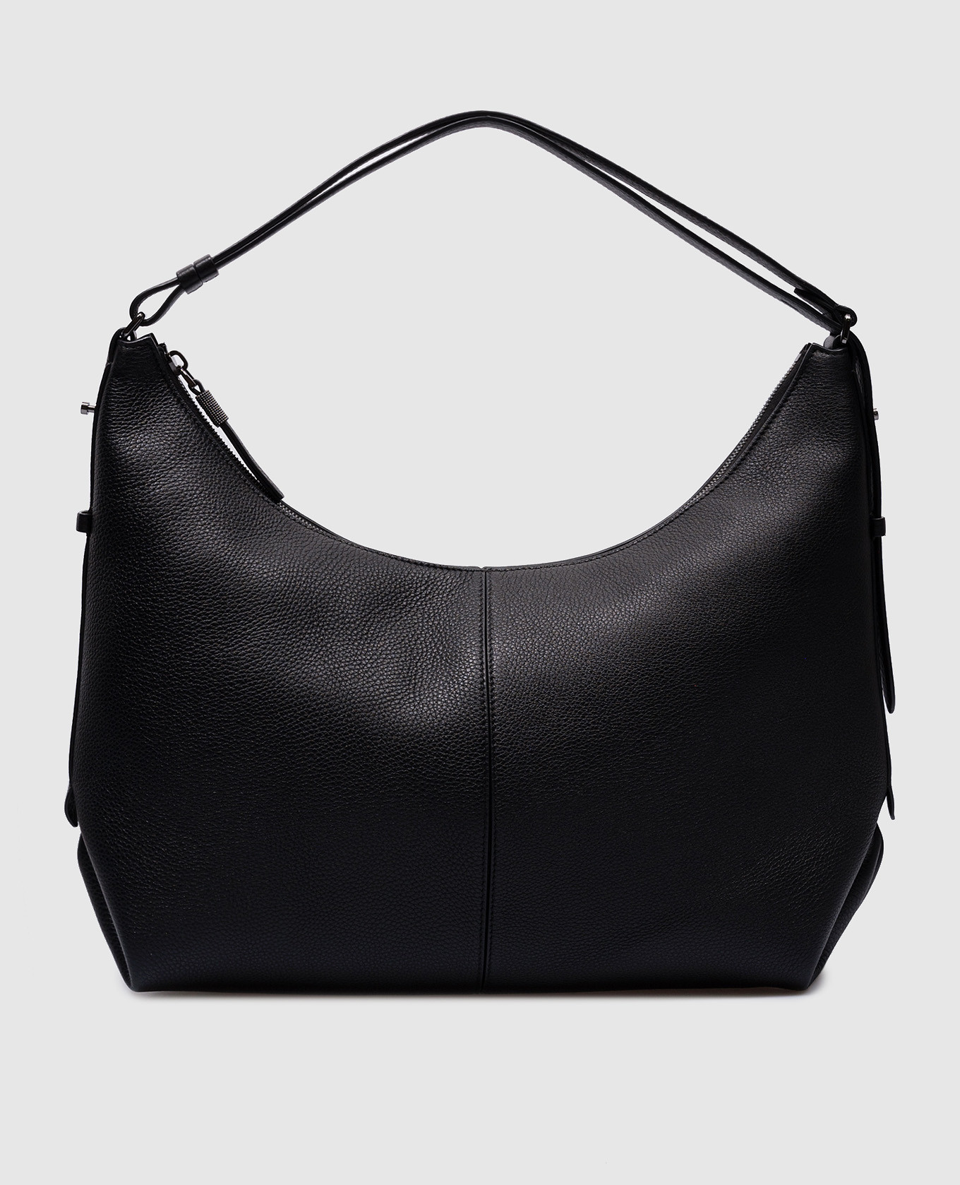 

Black leather hobo bag with monil chain Brunello Cucinelli, Черный