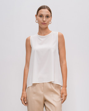 Peserico Beige silk top with monil chain trim A0890307325