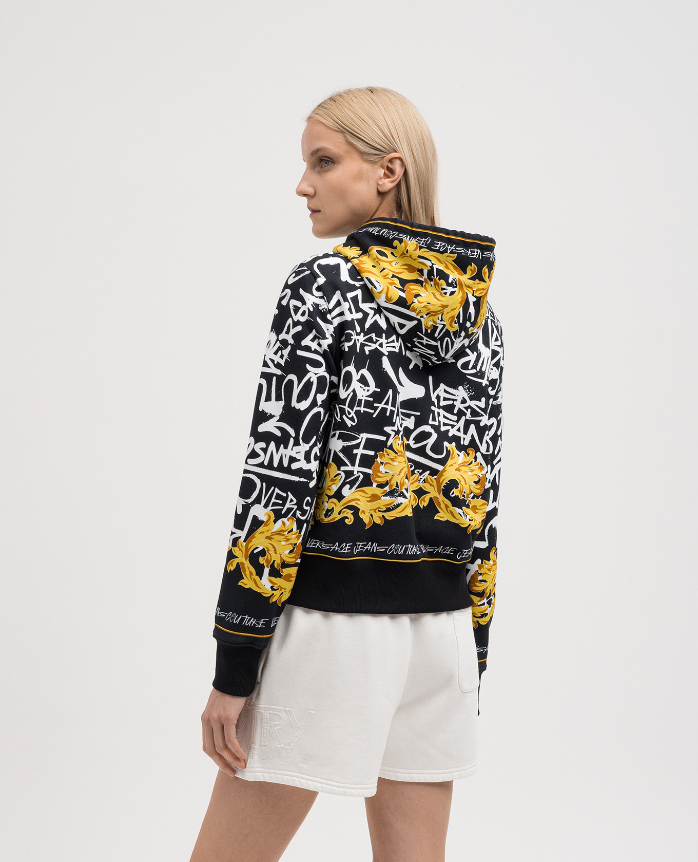 

Black sports jacket in Barocco print Versace Jeans Couture