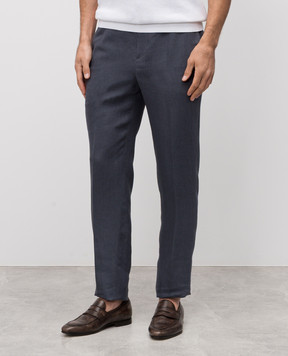 Peserico Blue linen pants R54095N08266