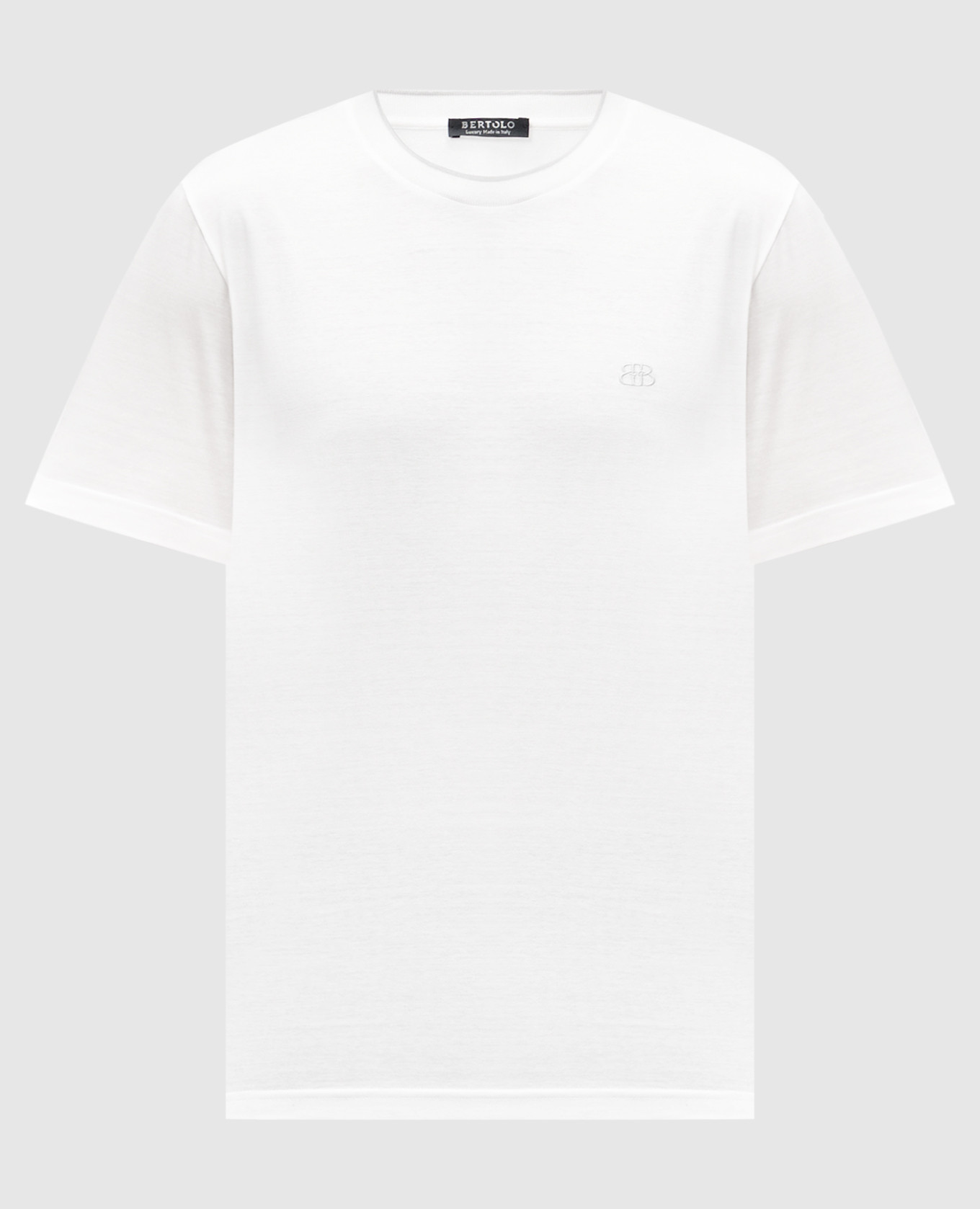 White t-shirt with logo embroidery bertolo cashmere
