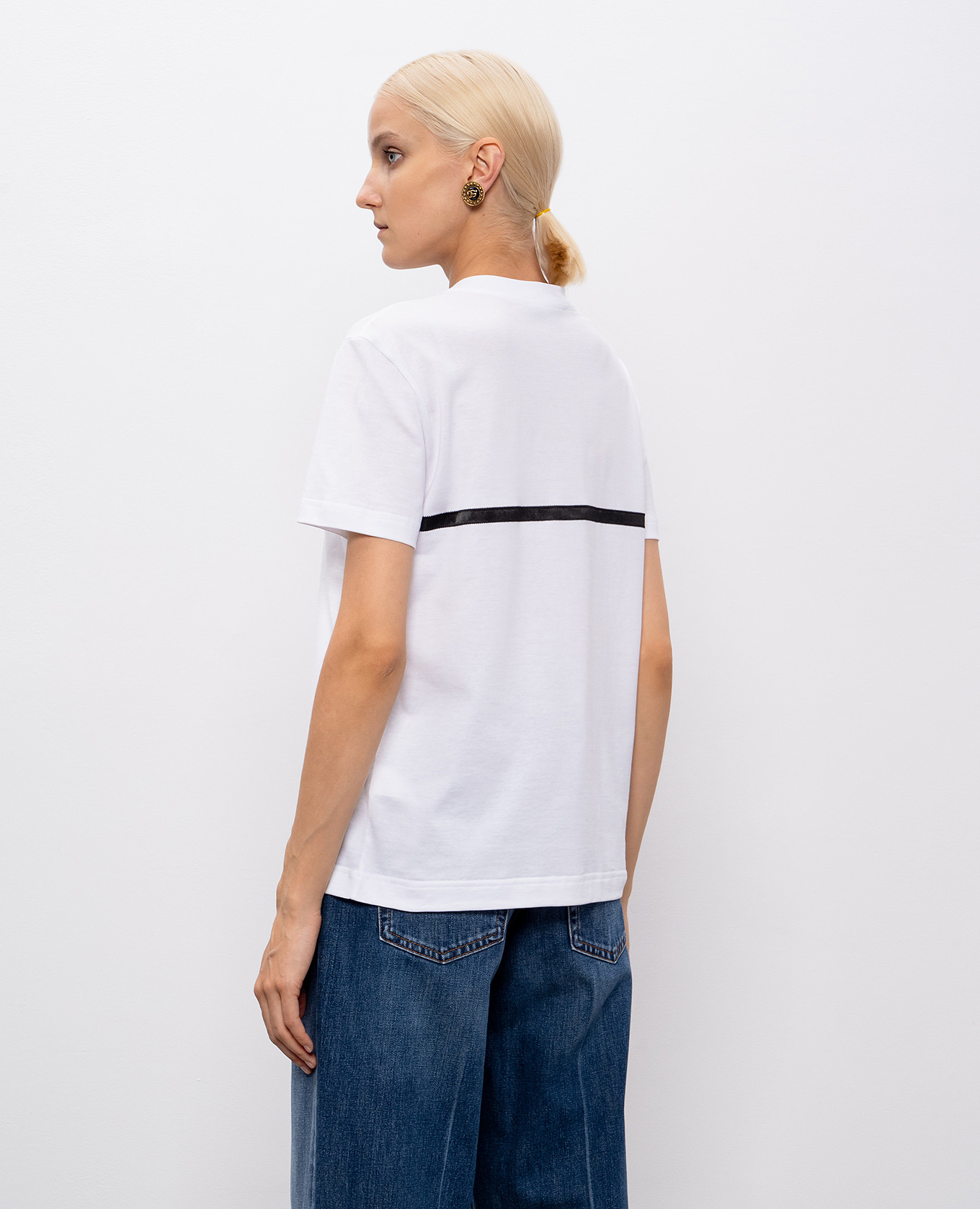 

White T-shirt with DG logo monogram embroidery Dolce&Gabbana