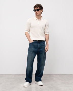 Dolce&Gabbana Beige polo shirt with openwork pattern GXZ15TJBCFO