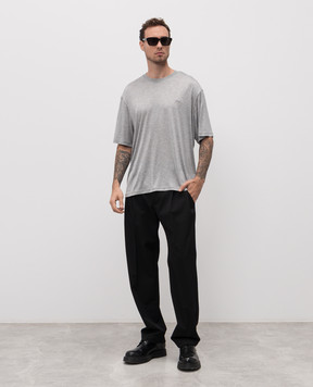Ami Paris Grey melange silk T-shirt UTS333JE0124