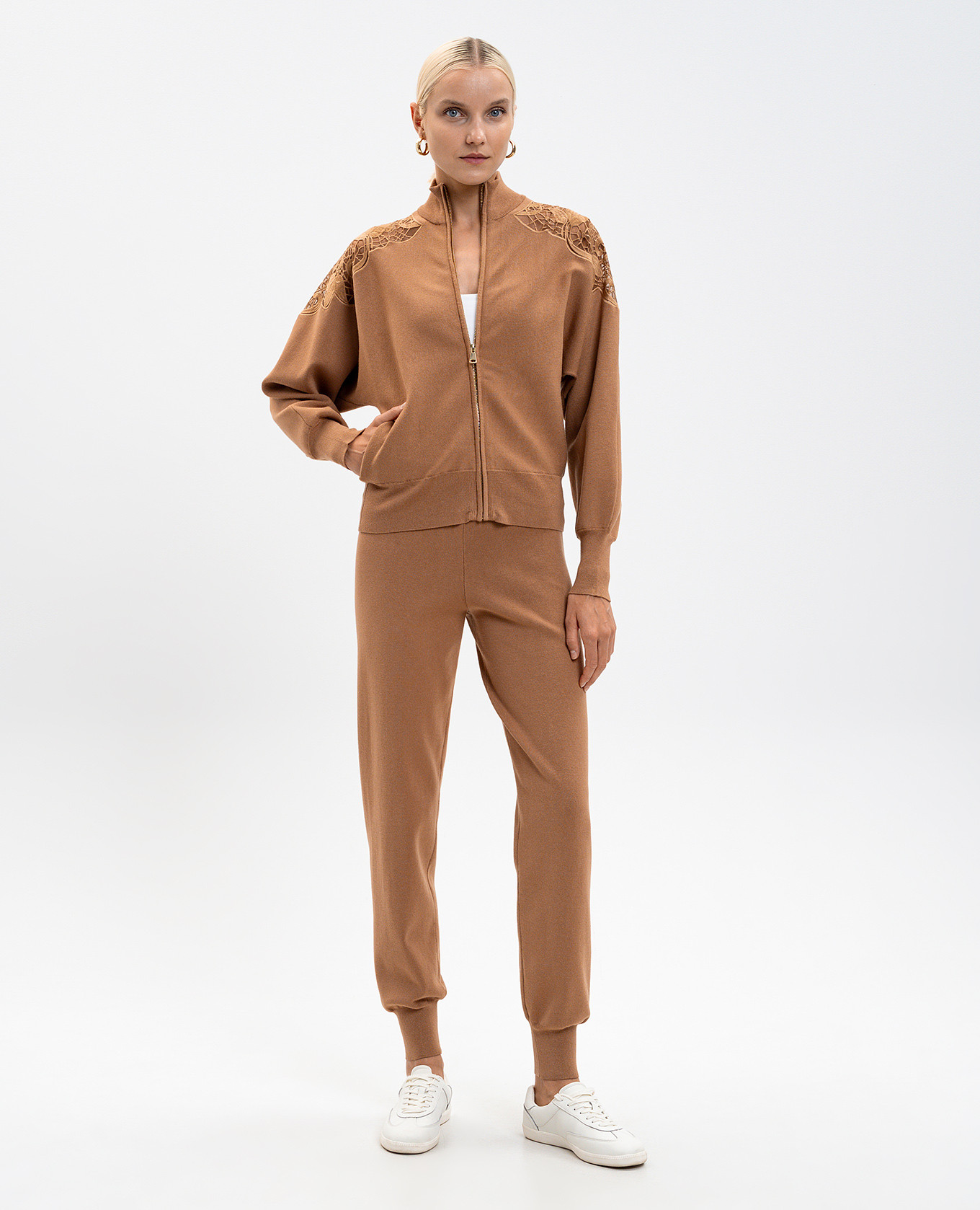 Brown sports jacket with embroidery Twinset 2