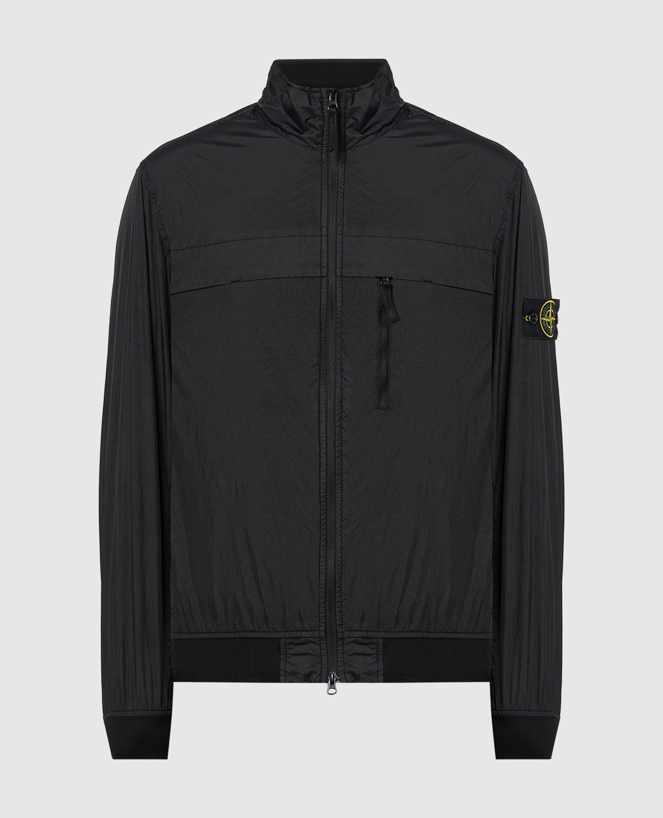 

Black windbreaker with removable logo patch Stone Island, Черный