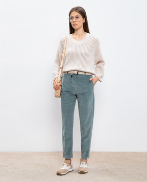 Peserico Green corduroy pants with logo P04524T303646