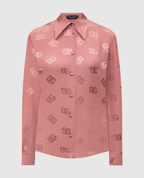 Dolce&Gabbana Pink DG logo silk blouse F5Q53TGDCVH