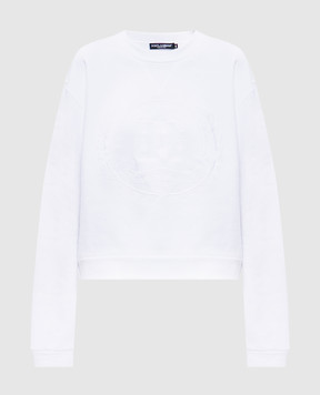 Dolce&Gabbana White sweatshirt with logo embroidery F9S14ZGDCNO