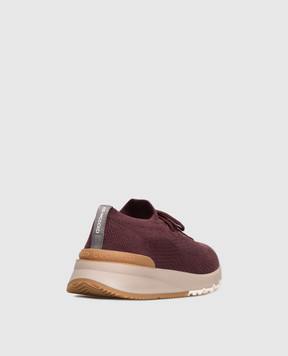 Brunello Cucinelli Burgundy sneakers with textured logo MZUPMBO252