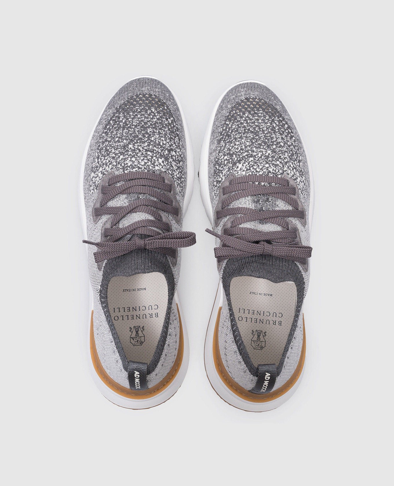 

Gray sneakers with leather inserts with a textured logo Brunello Cucinelli, Grey