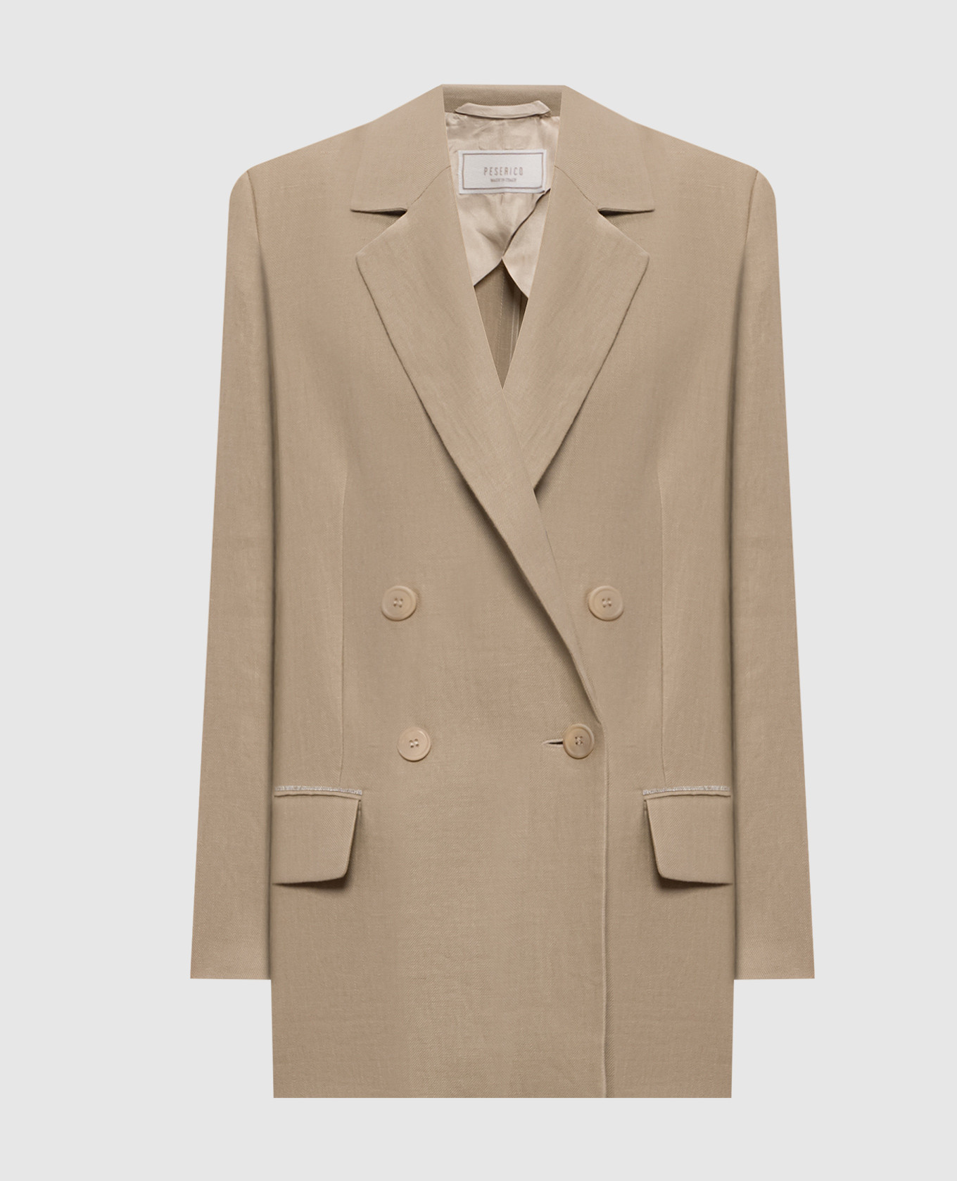 

Beige double-breasted linen jacket Peserico