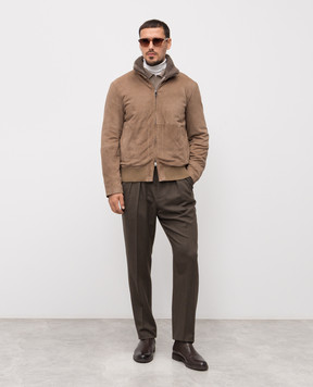 Cashmere&Whiskey Brown suede jacket 232691S964419