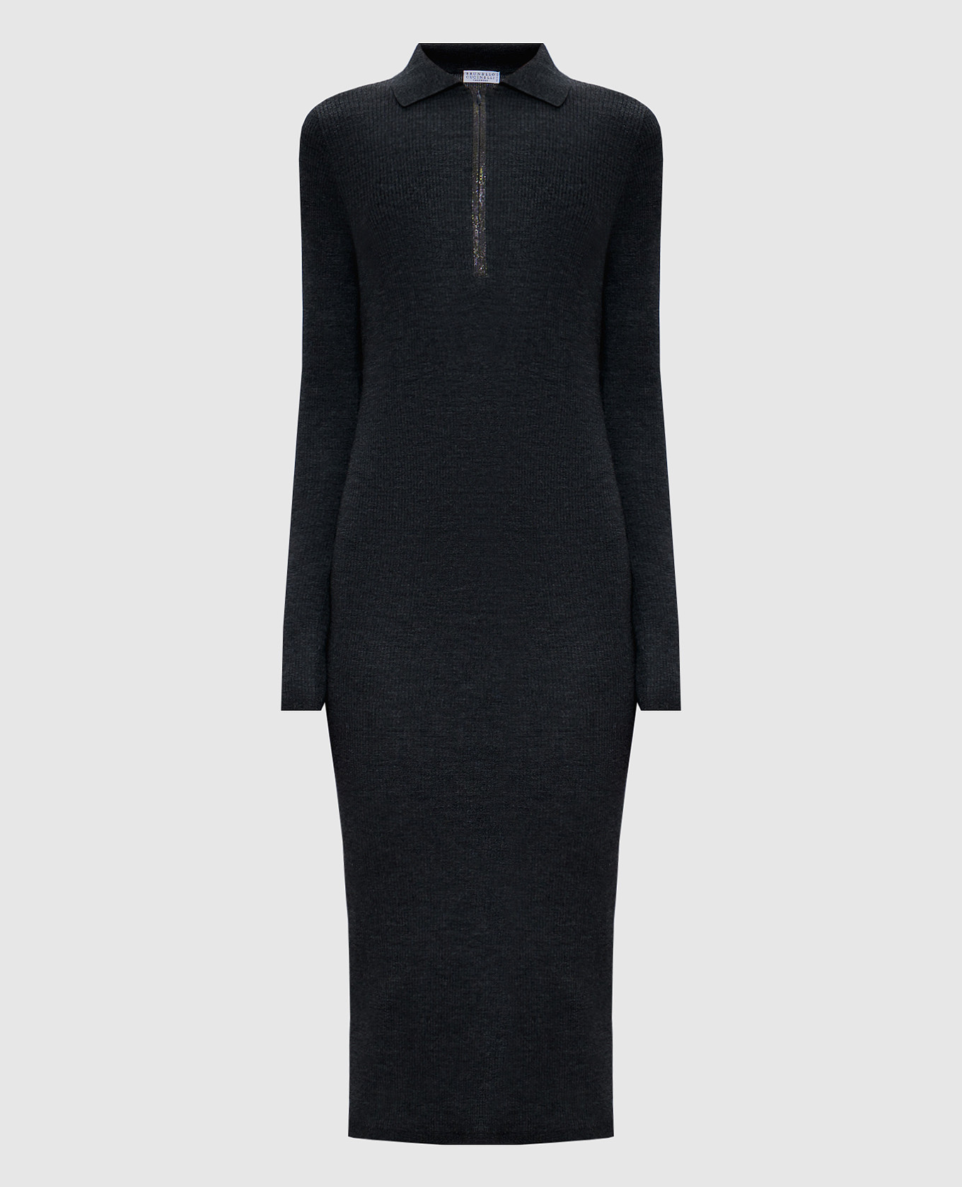 

Gray wool and cashmere dress with monil chain Brunello Cucinelli, Grey