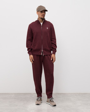 Brunello Cucinelli Burgundy sports jacket with embroidered emblem M2219206G