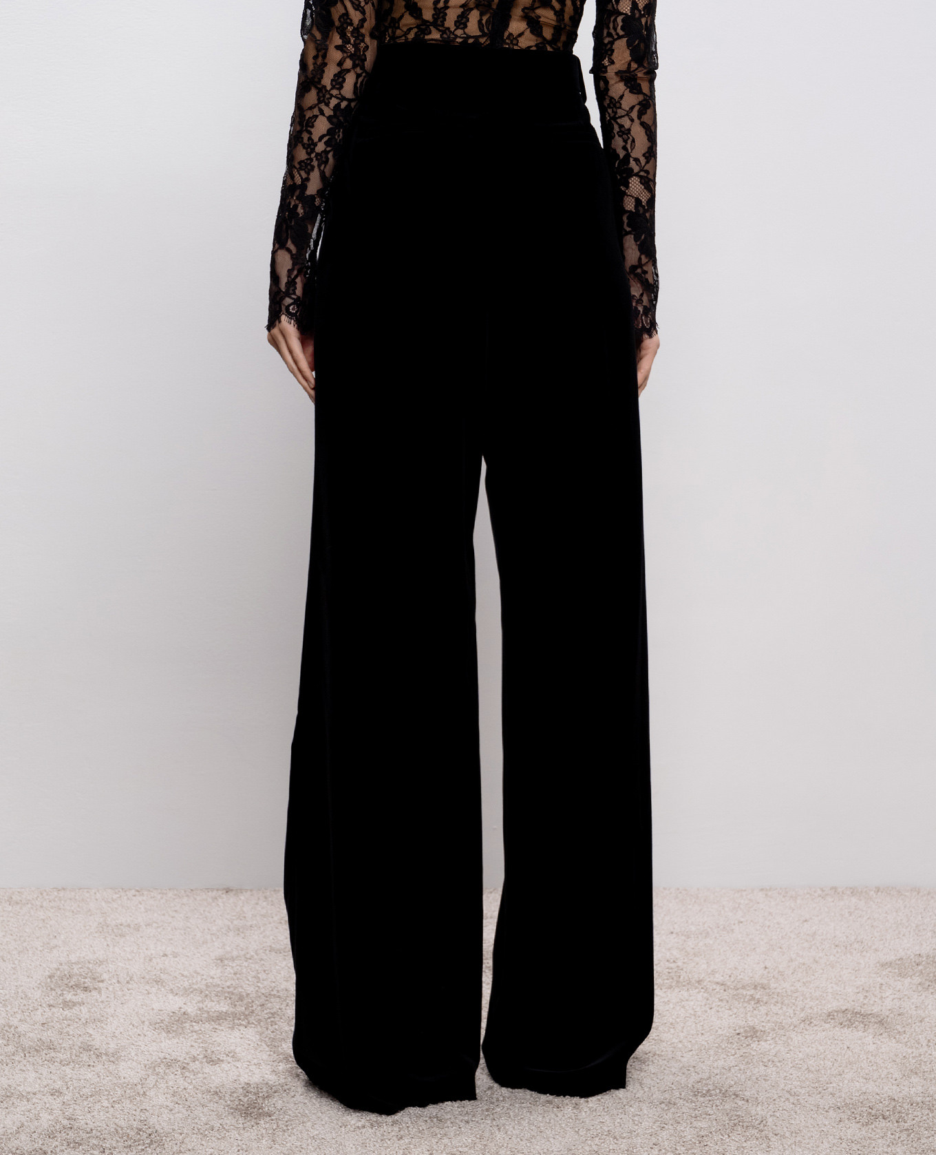 

Black velvet flared pants Valentino