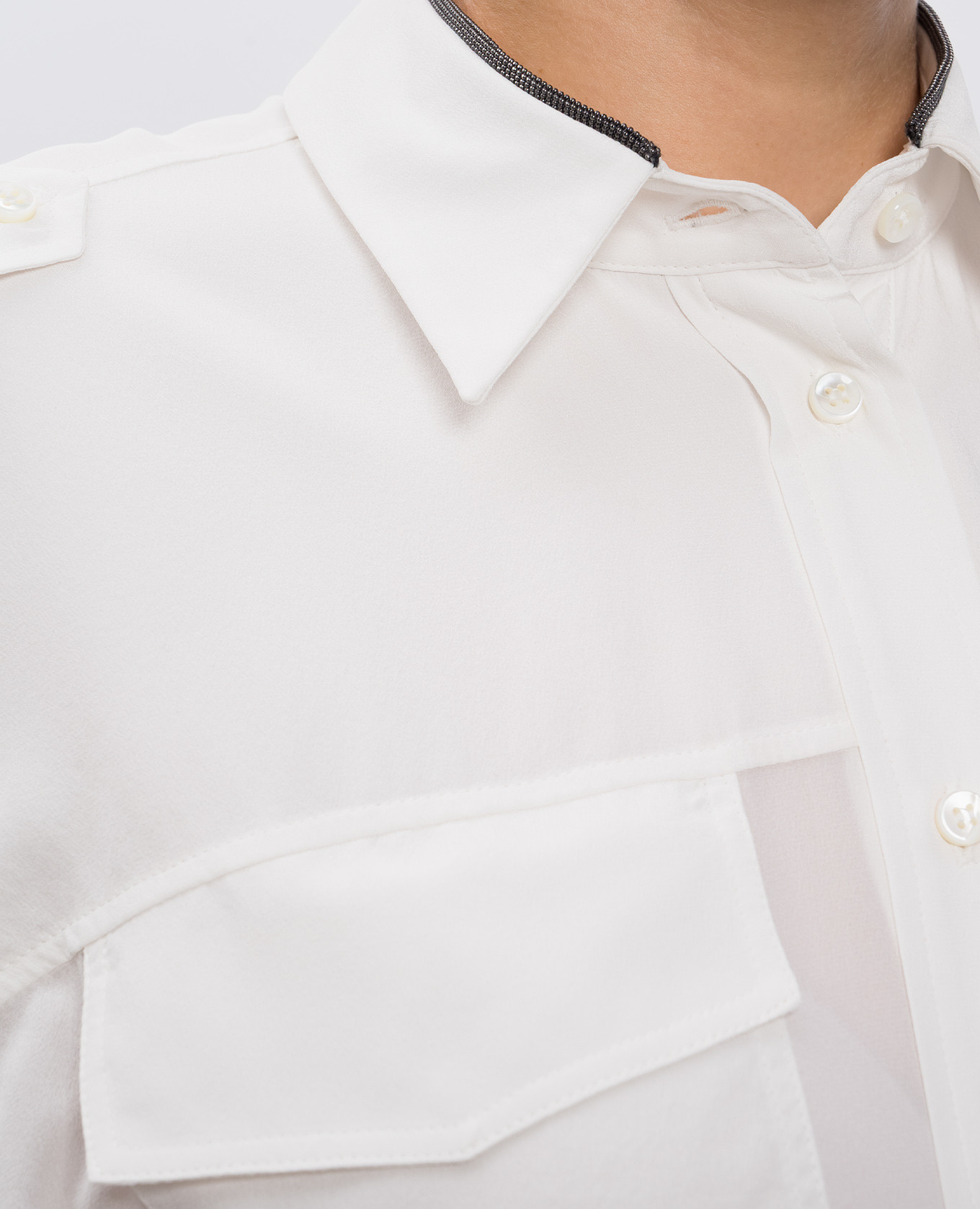 

White silk blouse with monil chain Brunello Cucinelli