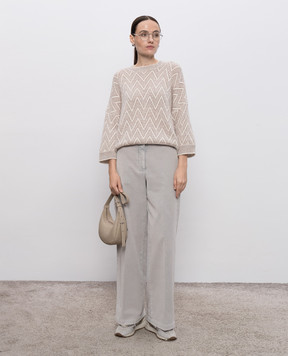Peserico White wool sweater with geometric pattern A99337F059288D