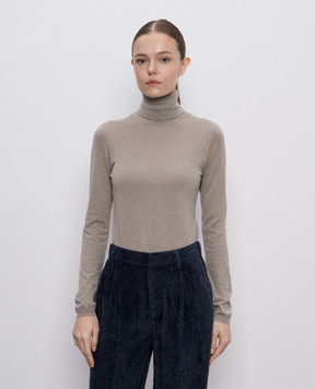 Brunello Cucinelli Beige cashmere and silk lurex turtleneck M41800063P