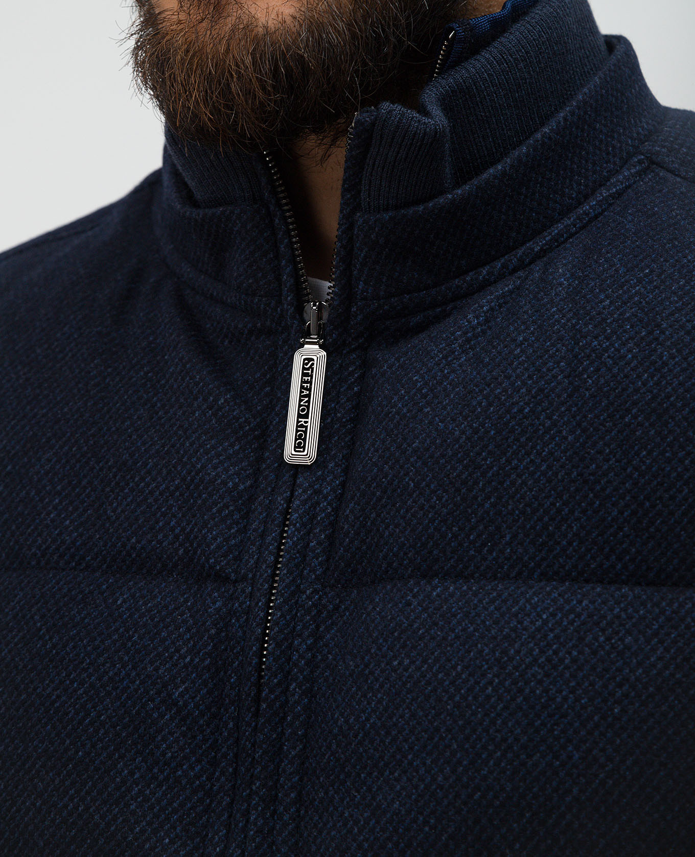 

Blue down vest made of wool and cashmere Stefano Ricci, Синий