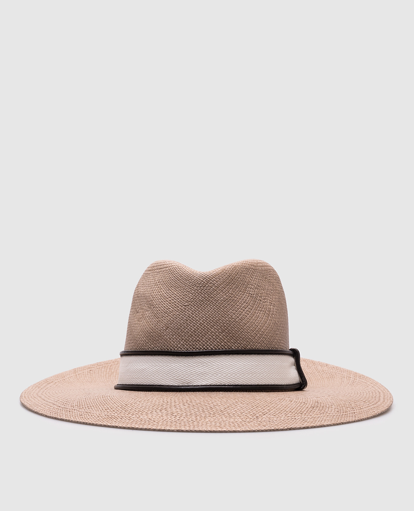 

Beige straw fedora hat with monil chain Brunello Cucinelli