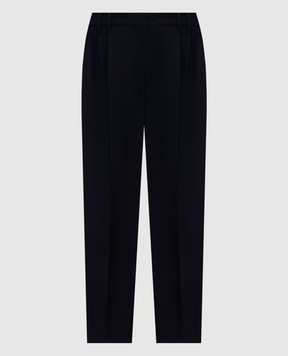 Brunello Cucinelli Blue wool pants with monil chain MPW07P8308