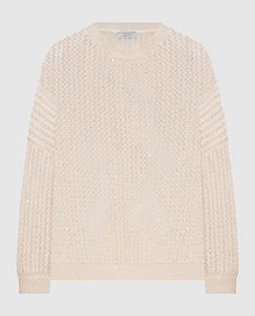 Peserico Beige openwork jumper with sequins S99780F05A9110