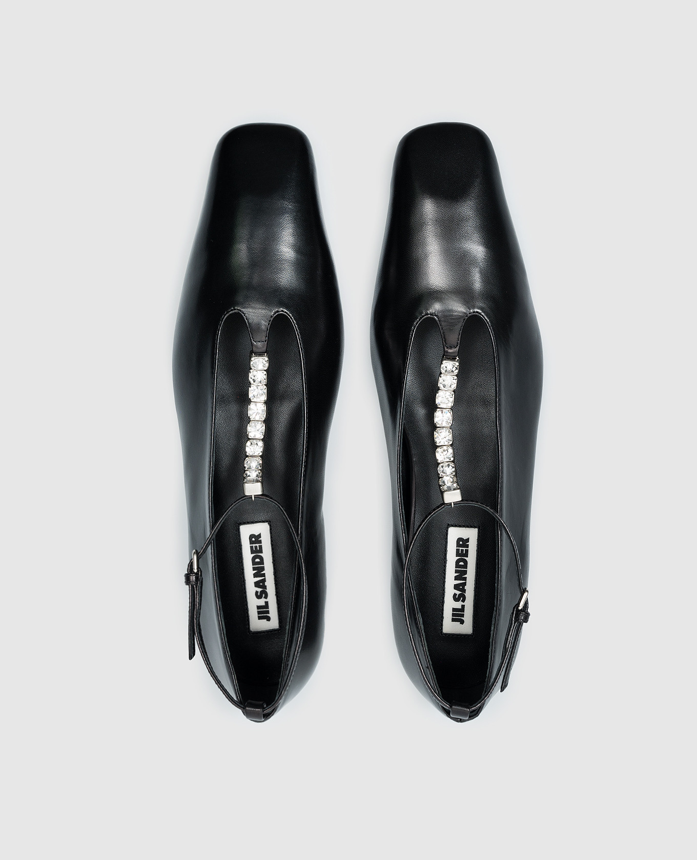 Black leather ballet flats with crystals Jil Sander 4