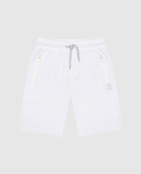Brunello Cucinelli Children's blue shorts with logo emblem BE854E386C