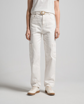 Twinset White cargo jeans with a belt 241TP2643