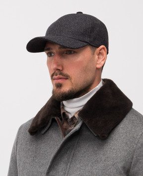 Cashmere&Whiskey Gray wool and cashmere cap 9925001