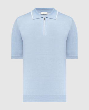 Cashmere&Whiskey Blue linen polo shirt MU9952318455R