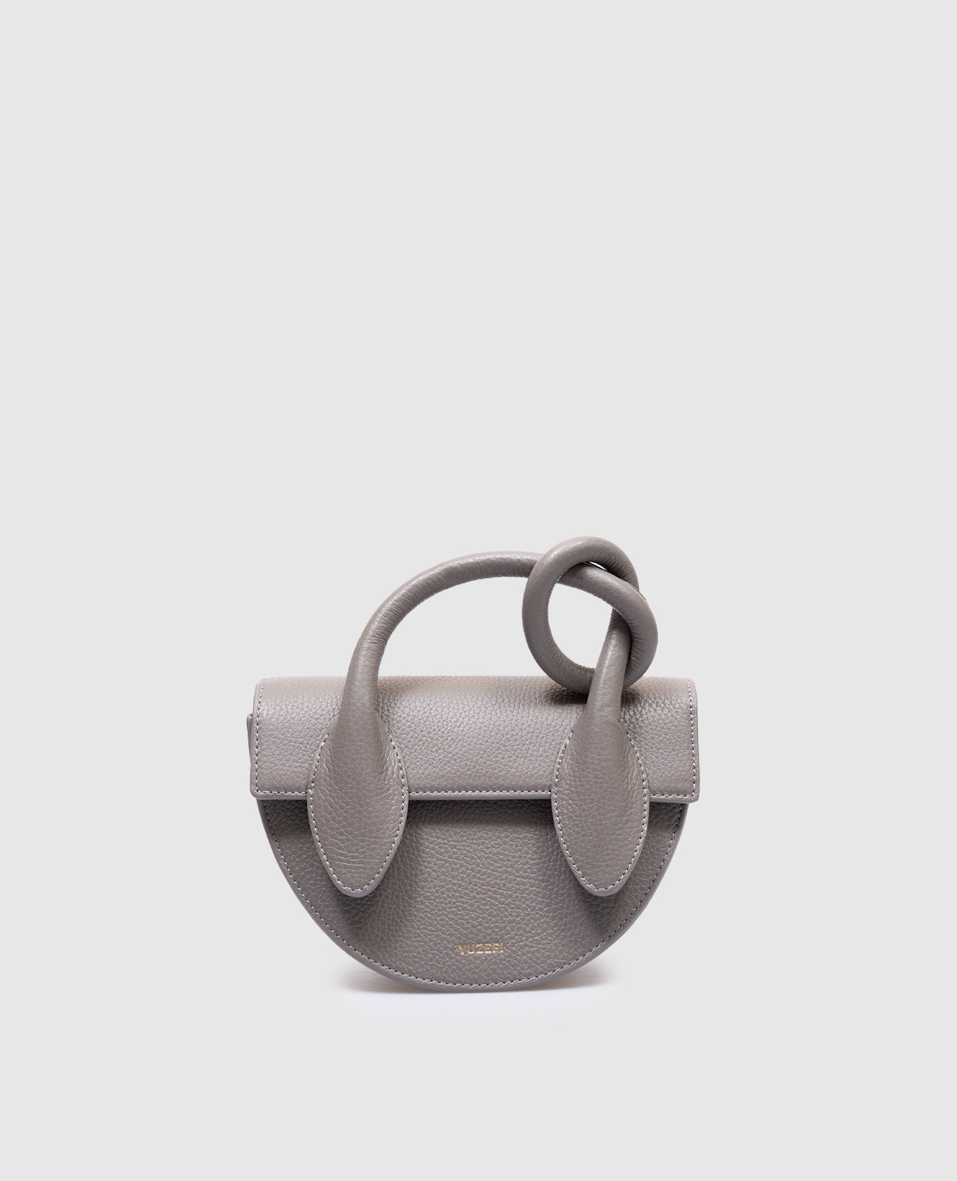 

Gray leather saddle bag PRETZEL YUZEFI, Серый