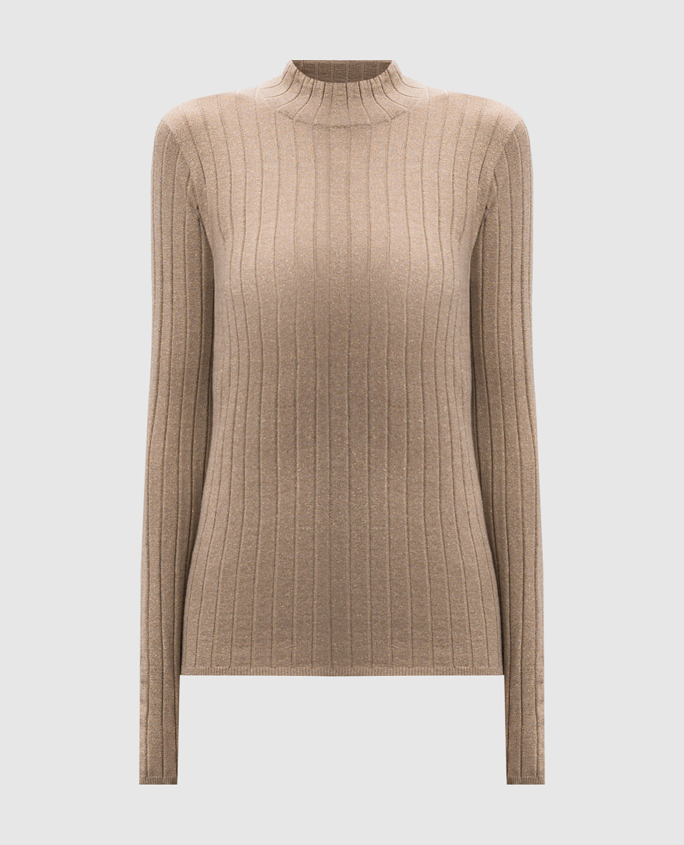 

Beige turtleneck with ribbed cashmere and silk Brunello Cucinelli