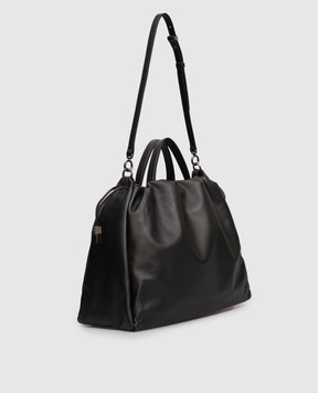 Brunello Cucinelli Mellow black leather tote bag MBGPD3612