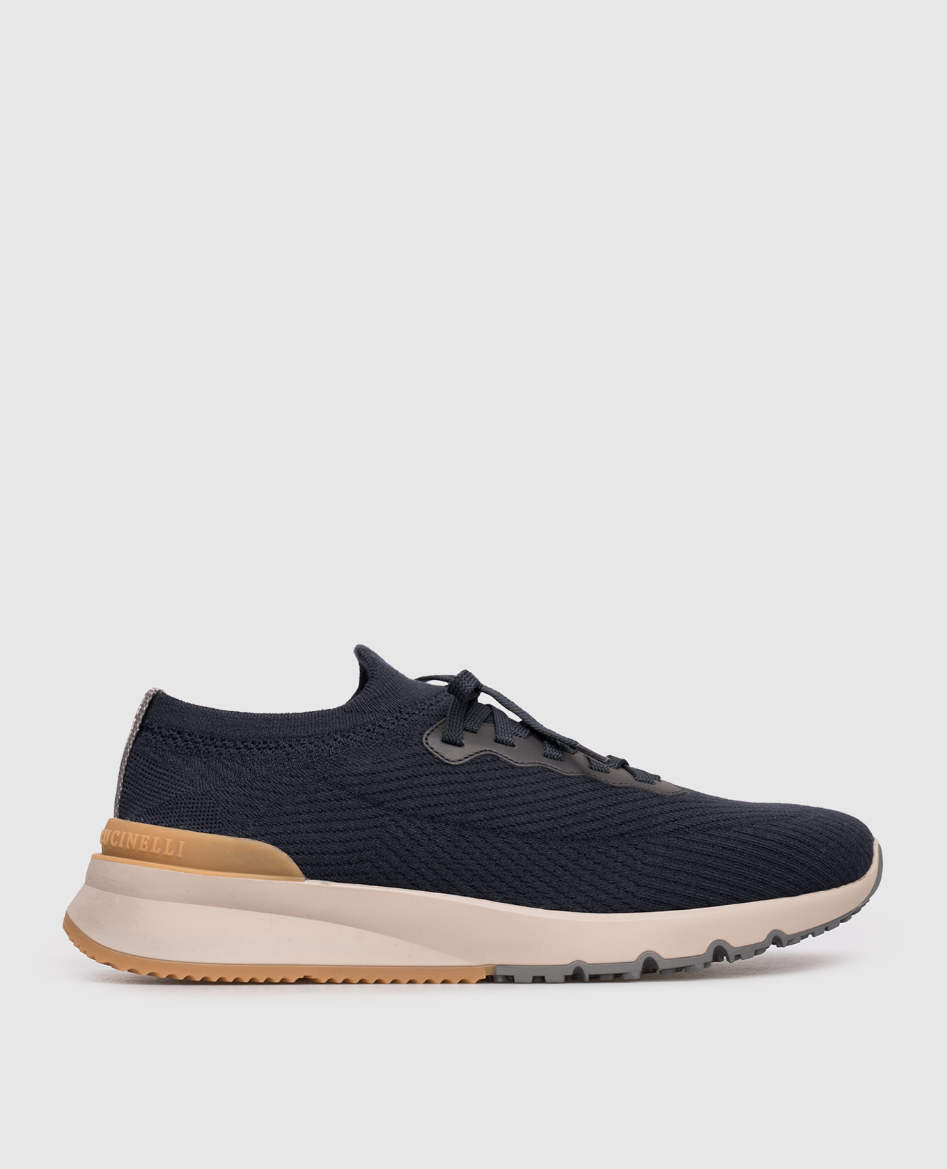 Blue wool sneakers with logo Brunello Cucinelli