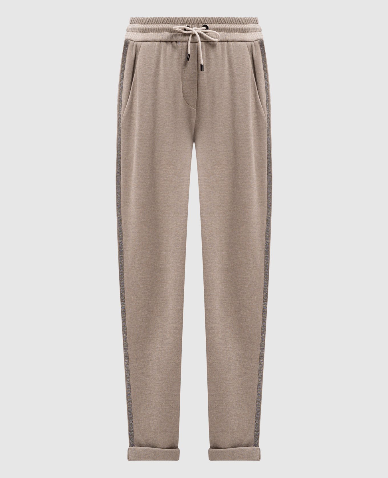 Beige sports pants with silk brunello cucinelli