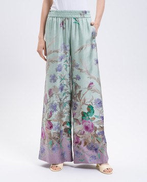 La DoubleJ Green silk palazzos in floral print TRO0003SIL001HEA02