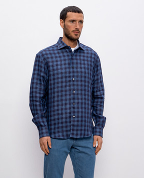 Cashmere&Whiskey Blue checked linen shirt 11651081323