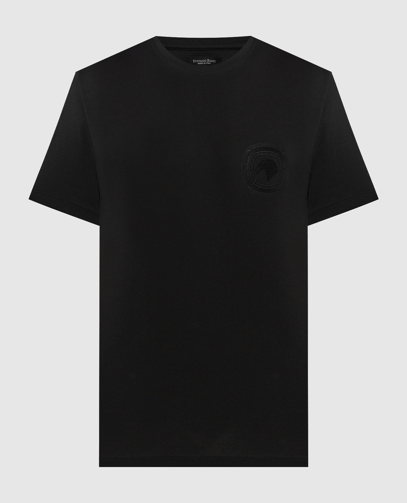 

Black t-shirt with branded eagle head embroidery Stefano Ricci