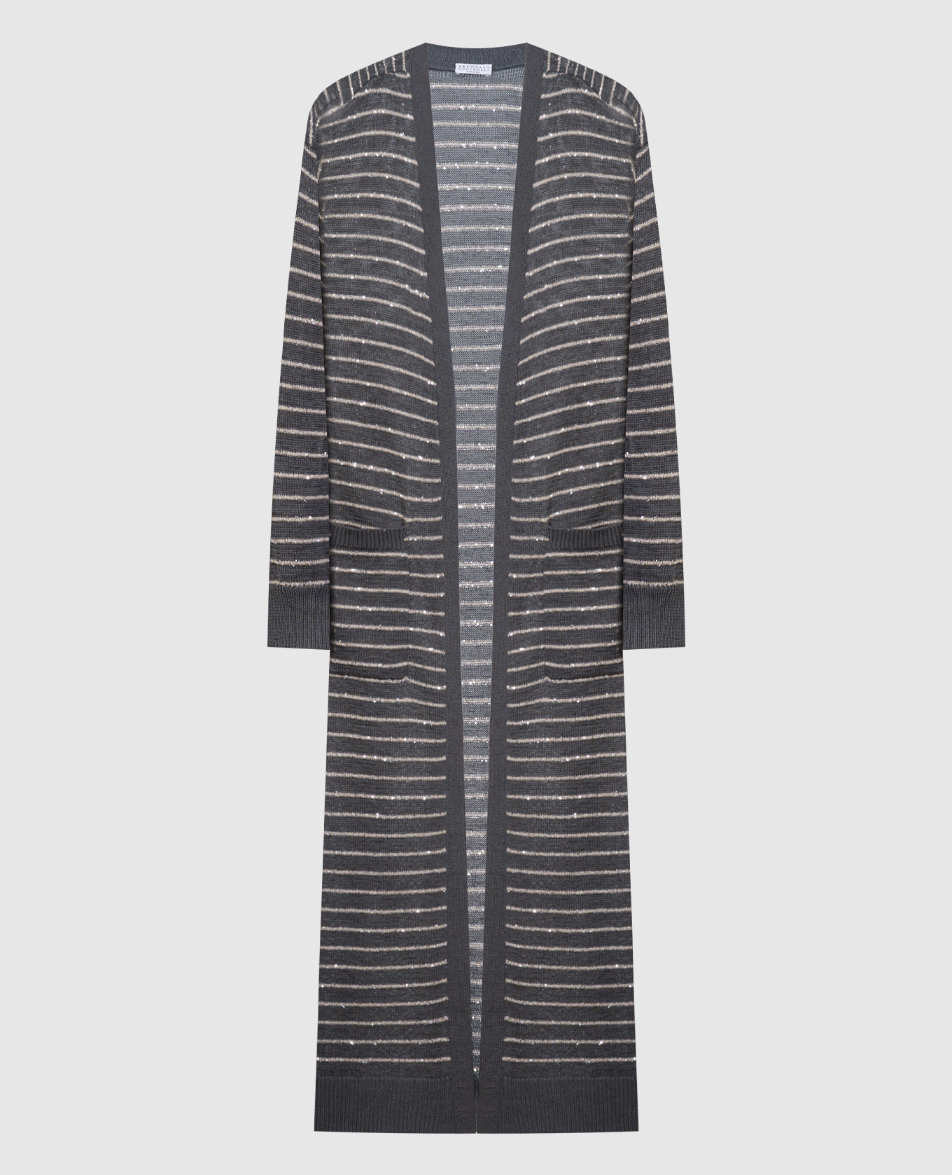 

Gray striped cardigan with sequins Brunello Cucinelli, Grey