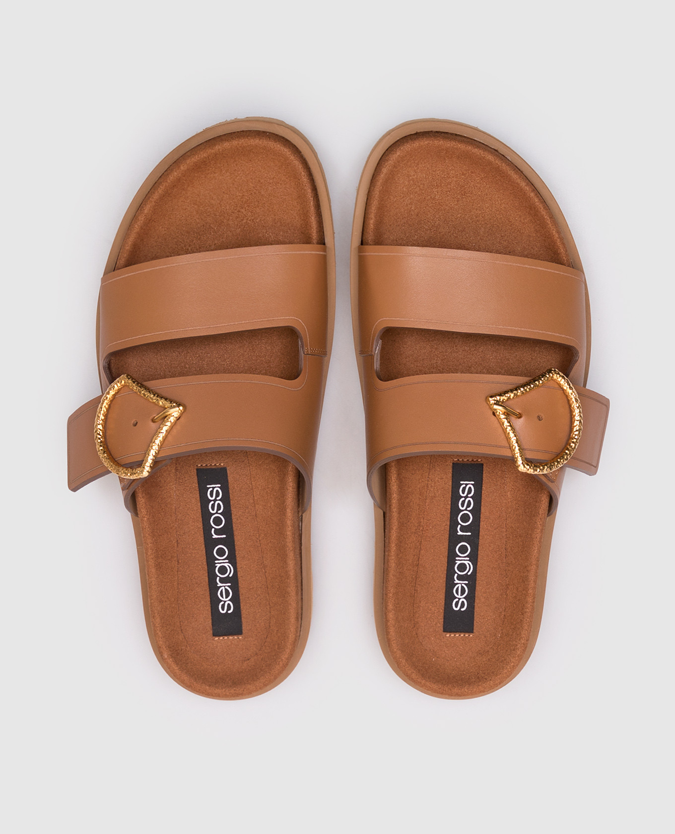 Brown leather flip-flops Zambia Sergio Rossi 4